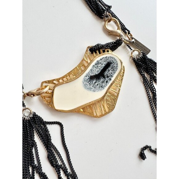 ANNE MARIE CHAGNON Alia Modular Gold Resin Pendant Chain Statement Necklace - Picture 6 of 15